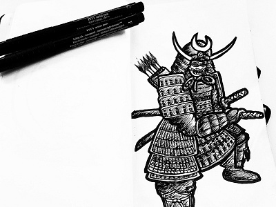 Samurai Ink drawing faber castel illustration ink japan original pen samurai sketch