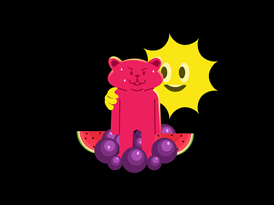 Summer Time animal bear branding design grapes gummy gummy bear heat illustration summer summer heat sun vector watermelon