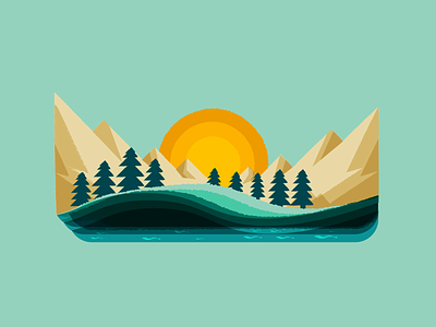 Camping Trip calm design go outside great out doors green illu illustration land mindful mindfulness mountains nature outdoors outside relax river trees vector