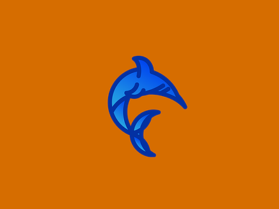 Dolphin blue dolphin fish logo mark orange sea
