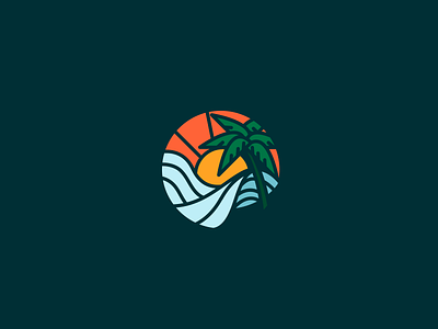 Fun under the sun palm tree sun vacation vector wave wave logo