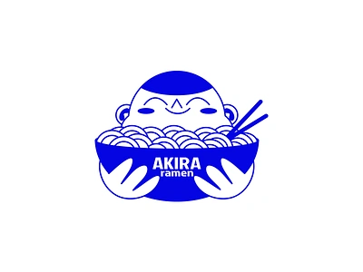 Akira bowl chopsticks food illustration logo noodles ramen vector