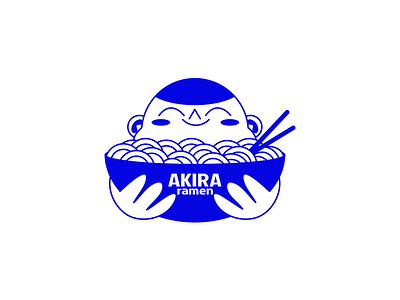Akira bowl chopsticks food illustration logo noodles ramen vector