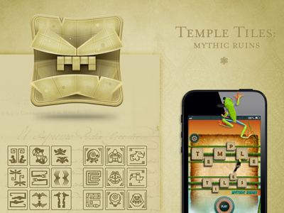 Temple Tiles: Mythic Ruins game app game game development illustration ui