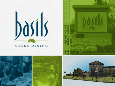Basils Greek Dining logo brand identity logo