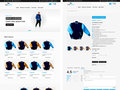 WebJacket (E-Commerce website) adobe muse adobe xd graphic design illustrator landing page design photoshop uiux design website design