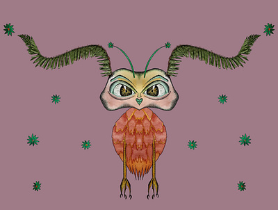 Owl Baby animal animal art animal illustration botanical illustration digital illustration hand drawing illustration owl photoshop pressed flowers