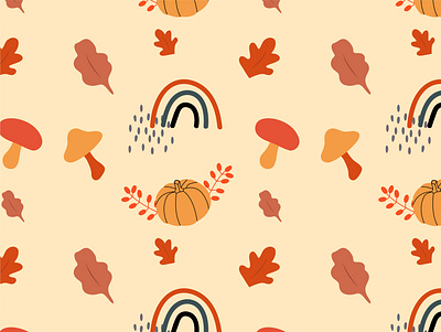 Autumn pattern art autumn design graphic design illustration mashroom pattern vector