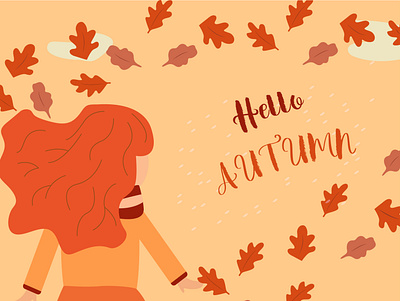 Hello Autumn art autumn design girl graphic design hello illustration vector