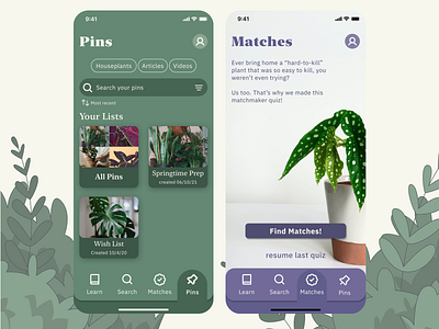 thrive app -  Pins & Matches