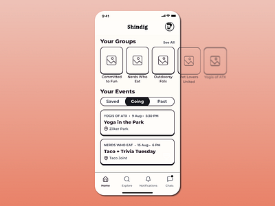 Local Event Finder App app design flat minimal ui ux wireframe