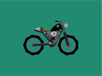 Rat bike design flat illustration minimal motorbike vector