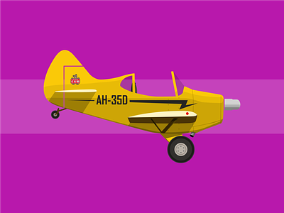 Piper Cub aircraft airplane design flat illustration minimal planes vector