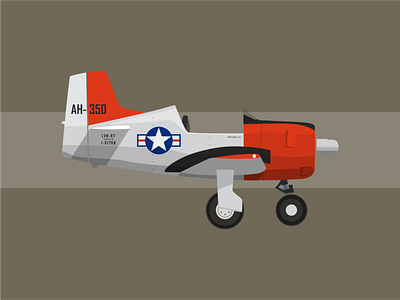 T-28 Trojan aircraft airplane design flat illustration minimal vector