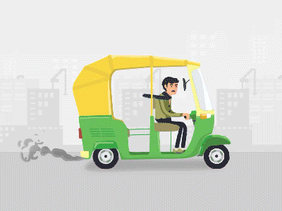 Auto Wala aftereffects animation auto cng delhi illustration rickshaw taxi