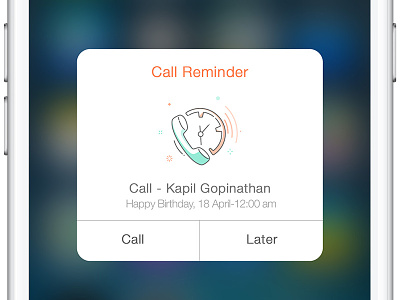 Call Reminder Notification adobe illustrator call call reminder illustration ios mobile app widget