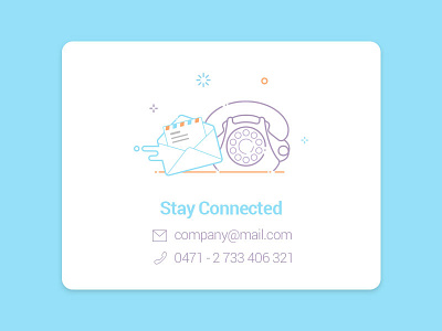 Stay Connected call card email help illustration illustrator line icon mail phone