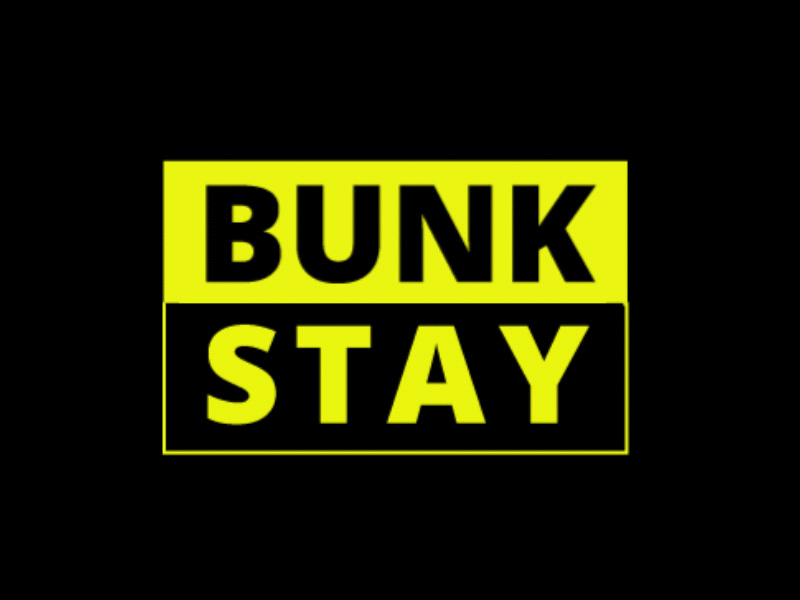 BUNK STAY TITLE advertising bunk stay campaign hostel label logo logo reveal motion design motion graphics promo typography video series