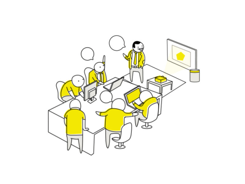 Yellow Meetings aftereffects animation design discussion illustration meeting meeting room motion graphics office yellow