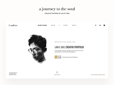 A Journey To The Soul abstract black and white color creative portfolio designer interaction design layout portfolio typography uiux web design