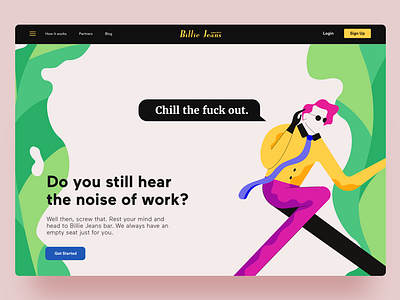 Billie Jeans Bar color illustration interaction design landing page layout mobile design responsive typography ui design uiux visual design web design