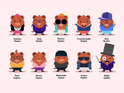 Army of Gophers art character character design color draw editorial emoji illustration mascot ui uiux web design