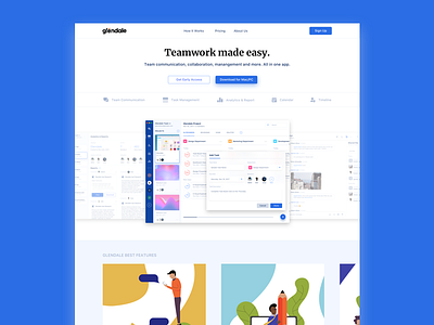 Glendale - Teamwork Platform app design chat app color landing page layout macos message app typography ui uiux ux web design