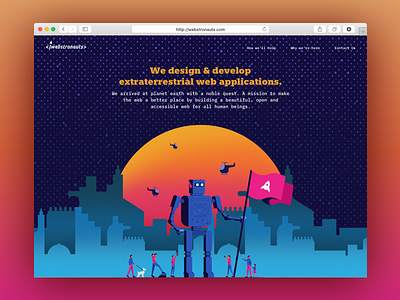 Webstronauts.co | Landing Page Redesign character design creative agency digital agency illustration interaction design landing page layout robot spaced typography uiux web design