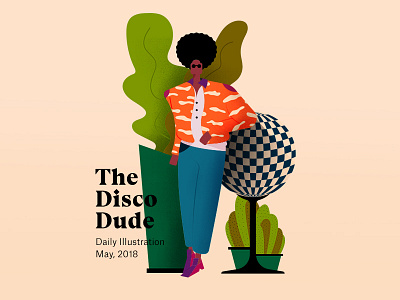 The Disco Dude art character character design color disco draw editorial illustration mascot ui uiux web design