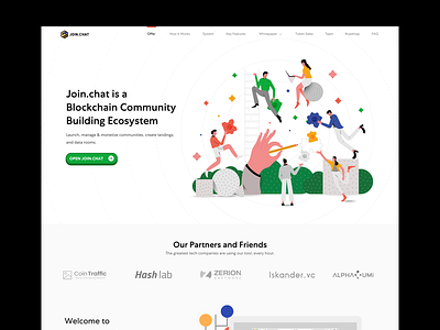 Join.Chat - Landing Page 2.0 character character design crypto crypto currency flat illustration interaction design landing page mobile app typography ui web