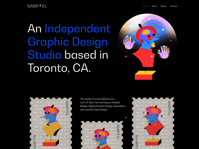 bygabriel.co animation app design art character character design color graphic design illustration interaction design landing page logo mascot mobile design motion typography ui uiux ux web web design