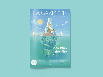 La Gazette June brush texture digital painting editorial illustration island magazine illustration wine