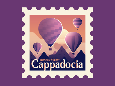 TownSquares : Cappadocia cappadocia editorial geometric hot air balloon illustration magazine spot illustration stamp travel turkey vector