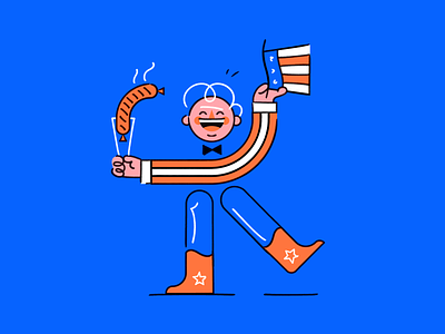 Happy Fourth of July! 4th of july america character character design hot dog illustration independence day line spot illustration usa vector