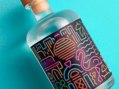 Siegfried Gin – Miami alcohol bottle design drinks geometric gin illustration label miami package design packaging spot illustration travel vector