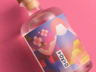 Siegfried Gin – Tokyo alcohol bottle design drinks geometric gin illustration label packaging spot illustration tokyo vector