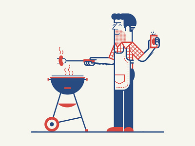 Red, White & Blue barbecue america bbq beer character holiday illustration line memorial texture usa vector vintage