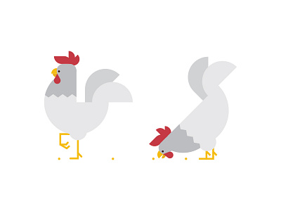 Chickens... animal bird chicken cock farm icon rooster vector