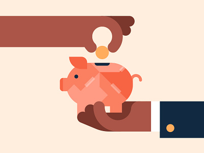Don't break the bank animation bank break coin hand illustration piggy vector