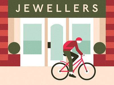 High Street Low Down bicycle bike character editorial england high street icon illustration street vector