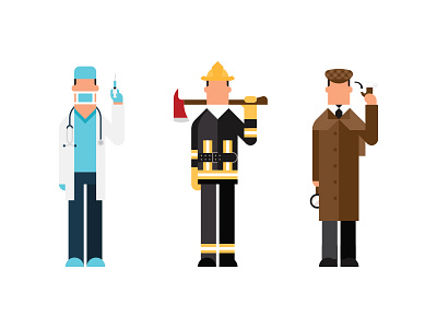 When I grow up... career character doctor fireman geometric human illustration inspector job vector