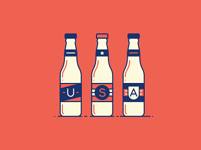 Are the beers cold yet? america beer bottle celebrate drink icon iconography illustration line usa vector