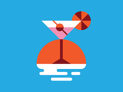 Summer Time beach cocktail drink geometric icon iconography illustration scene sea summer sunshine vector