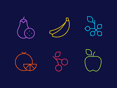 Fruit & Veg Table app banana eat food fruit icon iconogrpahy illustration line vector veg vegetable