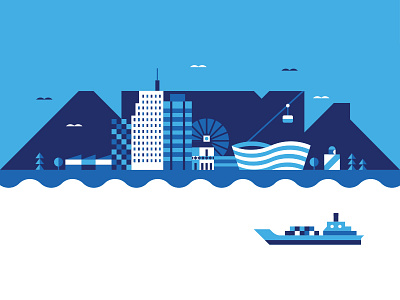 Bēhance Portfolio Review - Cape Town boat building cape town city illustration landmark mountain sea ship table vector