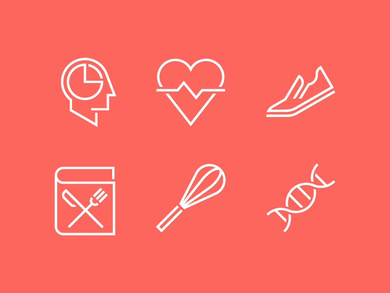 Health Icon Pack app illustration line geometric vector icons recipes cooking dna workout fitness health
