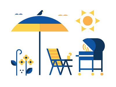Outdoors bbq bird chair furniture house icon outdoor summer sun swedish vector