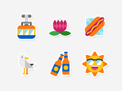 Cape Town Stickers beer bird cape town character emoticon food icon iconography icons stickers sun vector