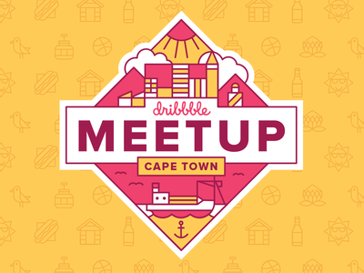 Dribbble Meetup - Cape Town badge cape town city dribbble event illustration line meetup ship vector