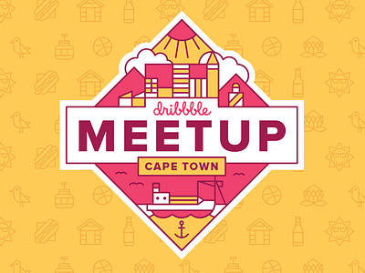 Dribbble Meetup - Cape Town badge cape town city dribbble event illustration line meetup ship vector